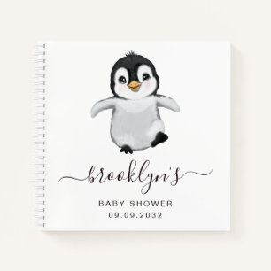 Babydusche Gästebuch   Graue Pinguine Notizbuch