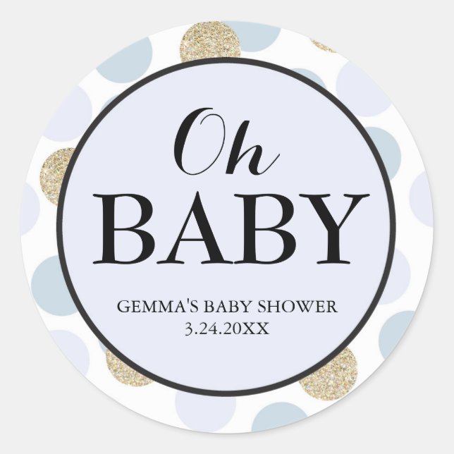 Babydusche Gastgeschenk Sticker - Polka Dots (Vorderseite)