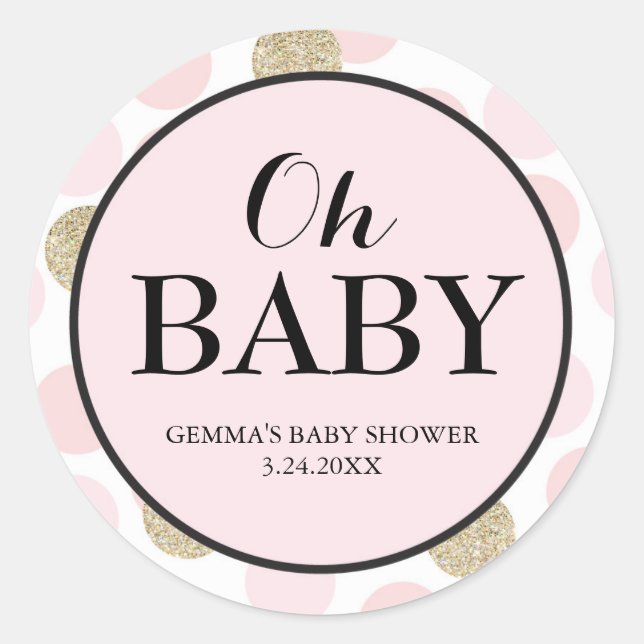 Babydusche Gastgeschenk Sticker - Polka Dots (Vorderseite)