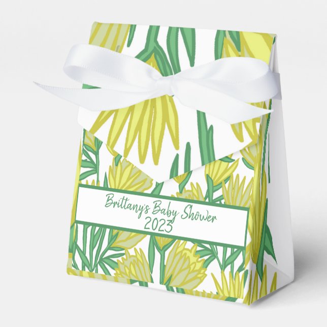 Babydusche Gelb Original Blumendesign Geschenkschachtel (Vorderseite)