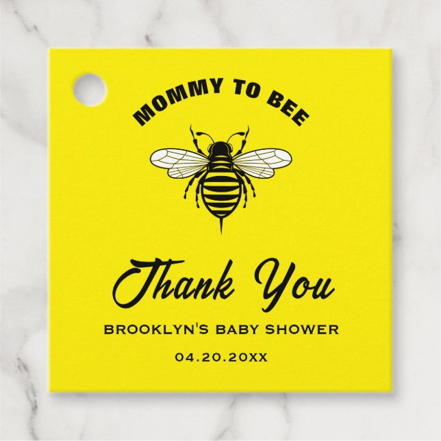 Babydusche Gelb Schwarze Mommy Cool, stilvoll Geschenkanhänger (Vorderseite)