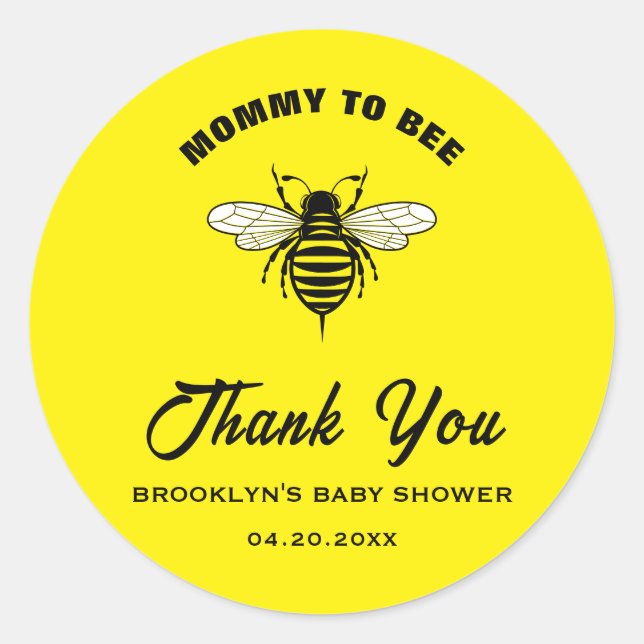 Babydusche Gelb Schwarze Mommy Cool, stilvoll Runder Aufkleber (Vorderseite)