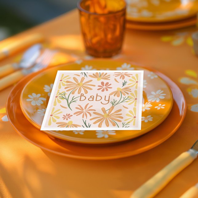Babydusche Gelb und Orange Daisies Serviette (Von Creator hochgeladen)
