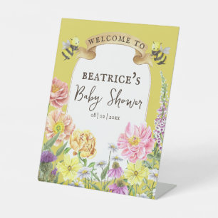 Babydusche Gelb und Wildblume Begrüßung Sockelschild