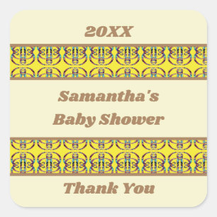 Babydusche Geometrisches Abstraktes Geschlecht neu Quadratischer Aufkleber