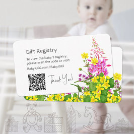 Babydusche Geschenk Registrierung Wildblume QR Cod Begleitkarte