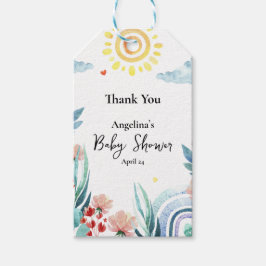 Babydusche Geschenk Tag mit Aquarell-Design. Geschenkanhänger