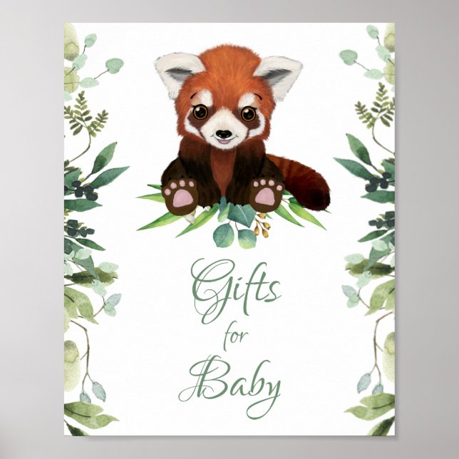 Babydusche Geschenke für Baby Red Panda Bear Poster (Vorne)