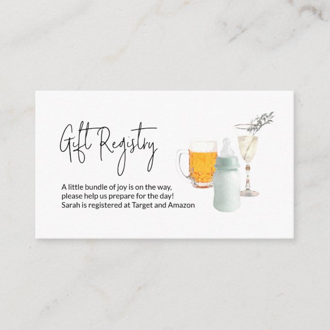 Babydusche Geschenke Registrierungsblasen & Brauen Begleitkarte (Vorderseite)