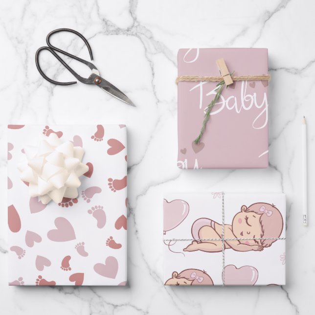 Babydusche Geschenkpapier Set (Vorderseite)