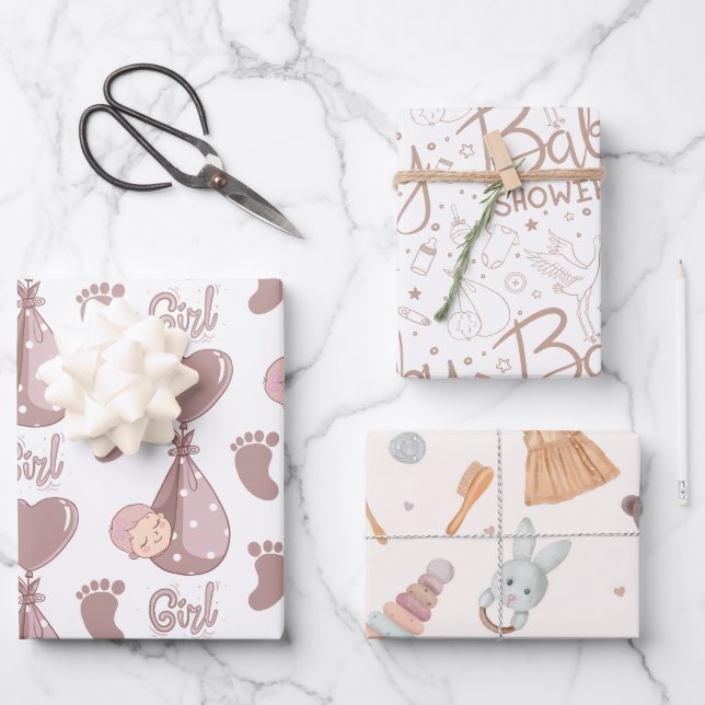 Babydusche Geschenkpapier Set (Vorderseite)