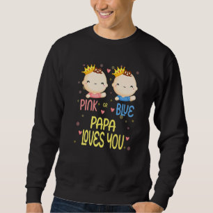 Babydusche Geschlecht zeigt rosa oder blaue Papa-L Sweatshirt