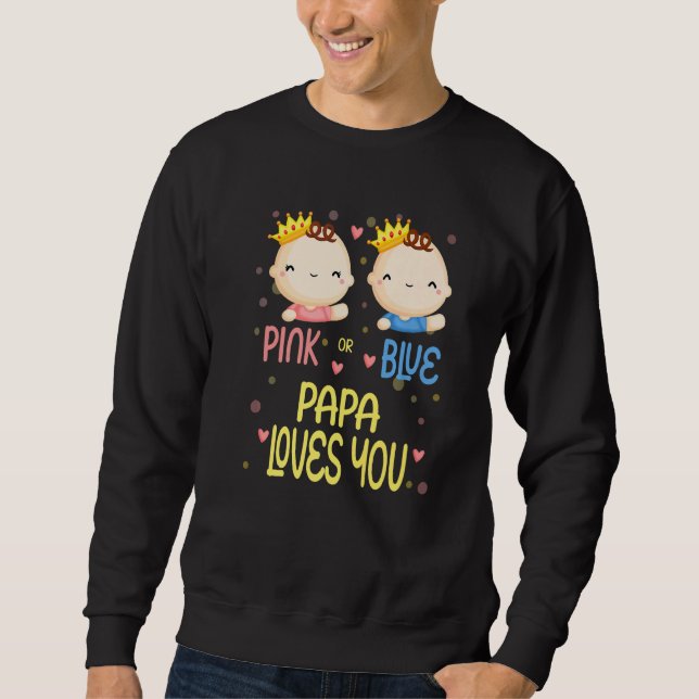 Babydusche Geschlecht zeigt rosa oder blaue Papa-L Sweatshirt (Vorderseite)