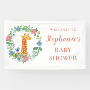 Babydusche Giraffe Blumenreath Personalisiert Banner
