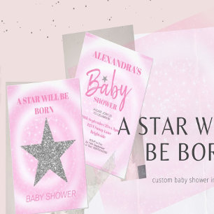 Babydusche Girl Pink Moderner Star ist Geboren Einladung