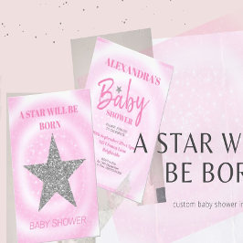 Babydusche Girl Pink Moderner Star ist Geboren Einladung