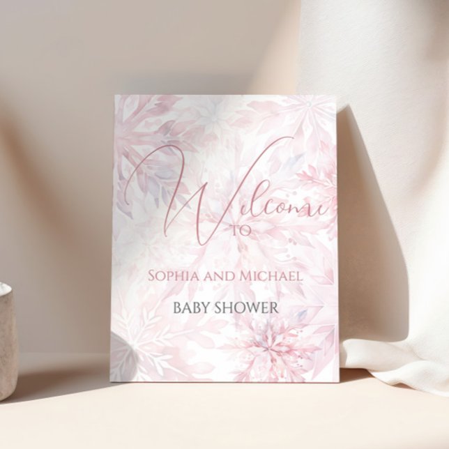 Babydusche Girl Pink Snowflake Empfang Poster (Von Creator hochgeladen)