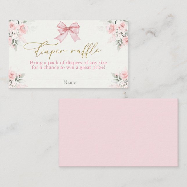 Babydusche Girl-Windelwaschkarte mit Bogen Begleitkarte (Vorne/Hinten)