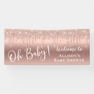 Babydusche Glitzer Rose Gold Empfang Banner