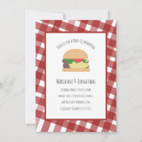 Babydusche GRILLEN Backyard Hamburger Kariert Red