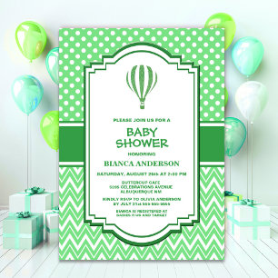Babydusche Grün Heißluftballon Einladung