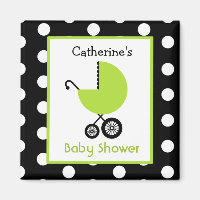 Babydusche - Grüne Carriage und Polka Dots