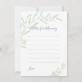 Babydusche Grüne Elegante Aquarellfolie Hinweiskarte