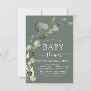 Babydusche Grüne Eucalyptus Sukkulent Elegant Einladung
