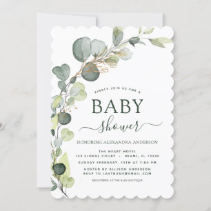 Babydusche Grüne Eukalyptus Botanisches Elegant Einladung
