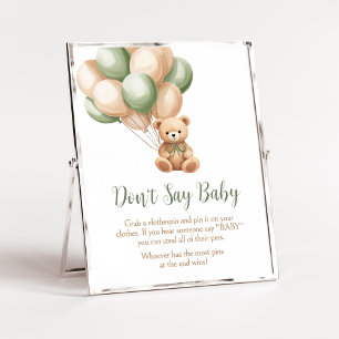 Babydusche "Grünen Bär" nicht sagen Poster