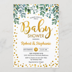 Babydusche - Grünes botanisches Gold Einladung