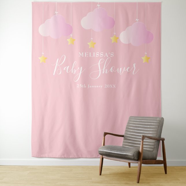 Babydusche Hübsch rosa Foto Stand Hintergrund Wandteppich (Beispiel)