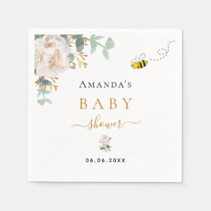 Babydusche Hummelblume Eukalyptus-Grünpflanzen Serviette
