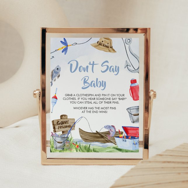 Babydusche im Angeln sagt nicht Baby Poster (Little Fisherman Baby Shower Don't Say Baby Sign)