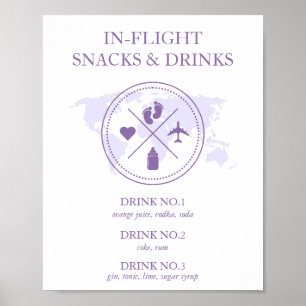 Babydusche im Flug-Food-Table-Zeichen Poster