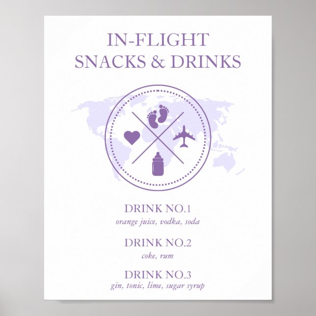 Babydusche im Flug-Food-Table-Zeichen Poster (Vorne)