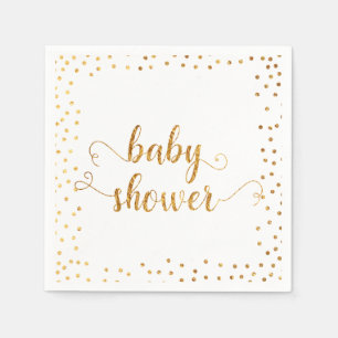 Babydusche Imitats Goldene Foil Confetti Border Serviette