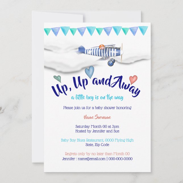 Babydusche-Jahrgang Reise Jungs Flaggen Einladung (Vorderseite)