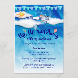 Babydusche-Jahrgangsjunge fliegen Einladung