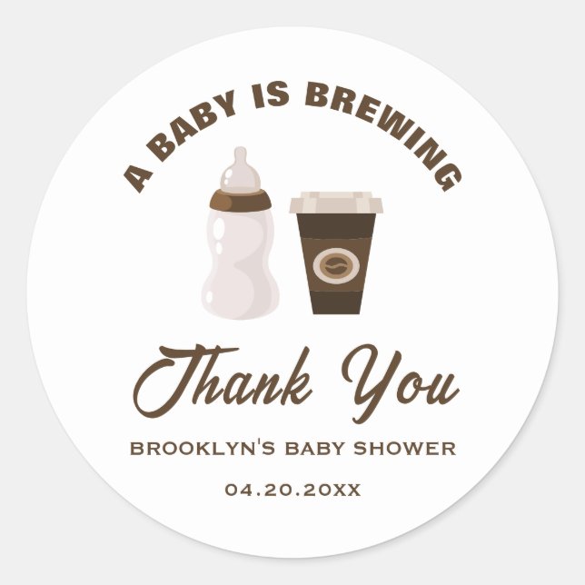 Babydusche Kaffee ein Baby braut braun weiß Runder Aufkleber (Vorderseite)