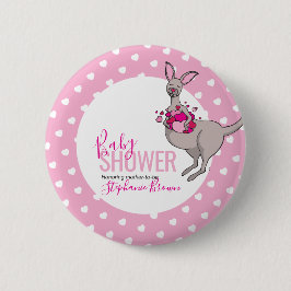 Babydusche Kangaroo-Beutel voll von rosa Herzen Button