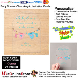 Babydusche Klare akryllische Einladungskarte 1 Acryleinladungen