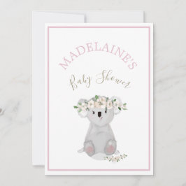 Babydusche Koala Floral Pink Einladung