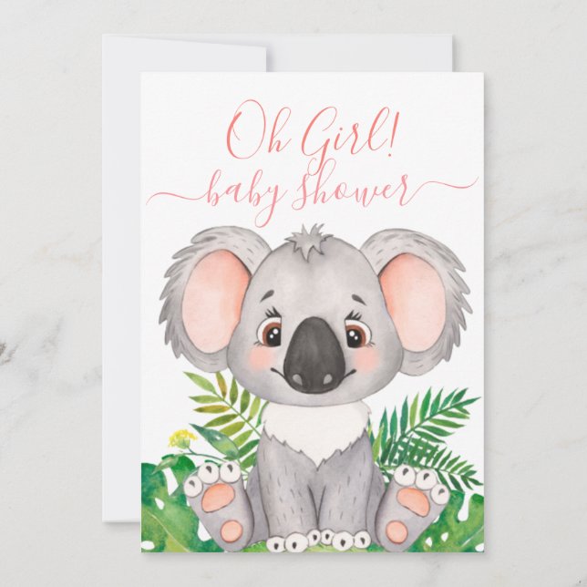 Babydusche Koala Jungle Wassercolor Einladung (Rückseite)