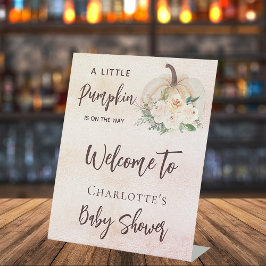 Babydusche Kürbis auf dem Weg Creme Begrüßung Sockelschild