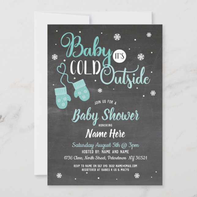Babydusche lädt Baby ein Es ist kalt im Freien Min Einladung (Vorderseite)