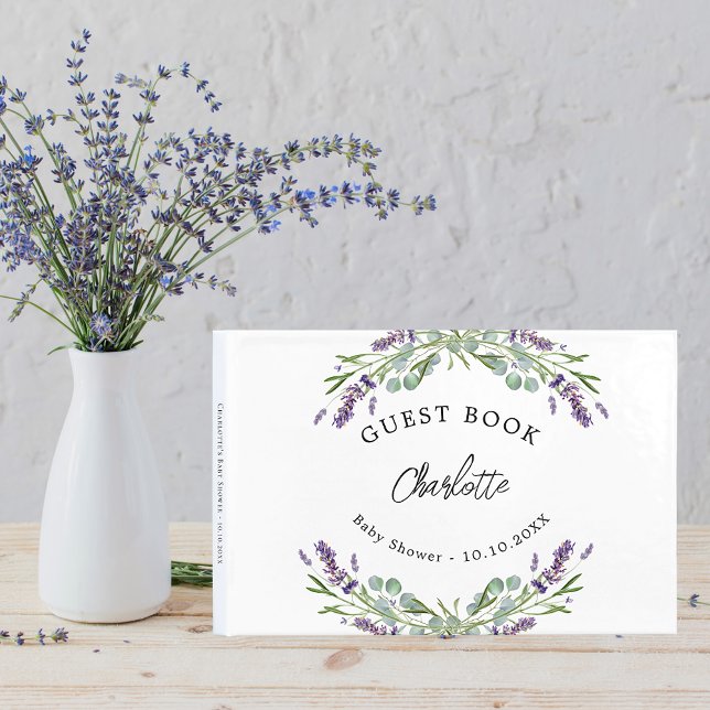 Babydusche Lavendel violette Blüten Eukalyptus Gästebuch (Von Creator hochgeladen)