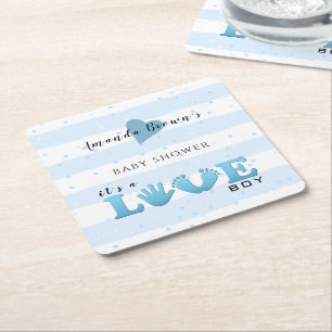 Babydusche Liebe Baby Boy Rechteckiger Pappuntersetzer