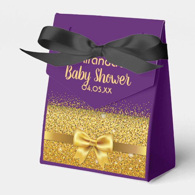 Babydusche lila Goldmädchenname Geschenkschachtel (Vorderseite)