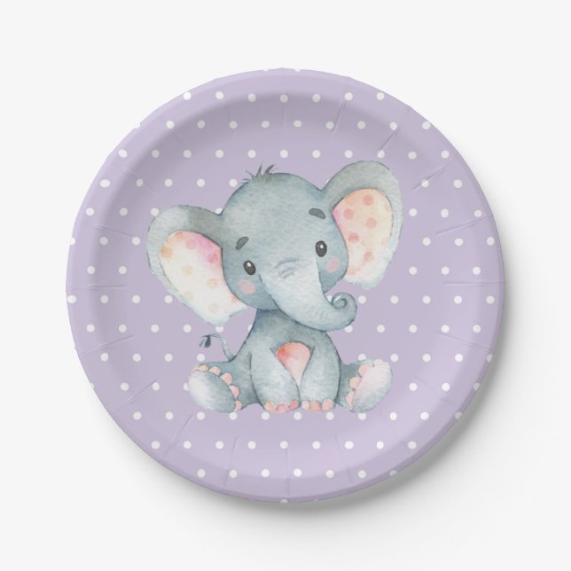 Babydusche Lila Papierplatte Pappteller (Vorderseite)